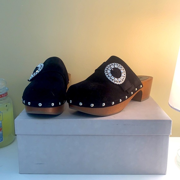 Jimmy Choo Shoes - Jimmy Choo Doralie Clogs in Black and Crystal